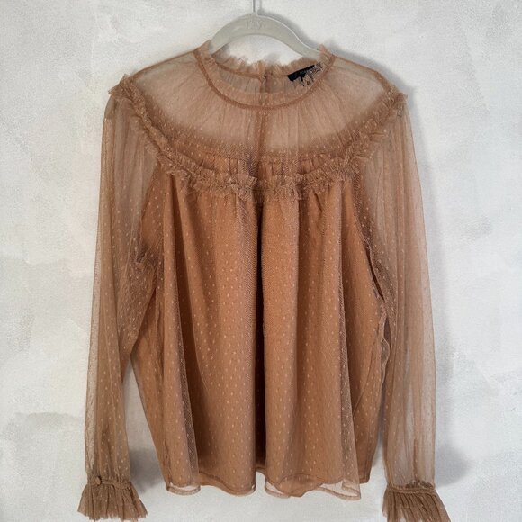 J. Crew - Sheer Tulle Ruffle Swiss Dot Blouse - Size Large - Picture 1 of 5